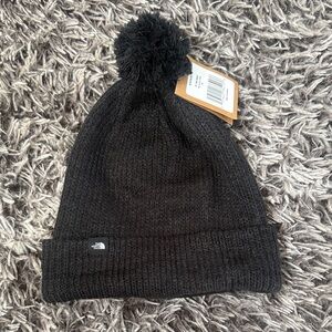 The North Face Black Pom Cuffed Beanie with Toyota Patch